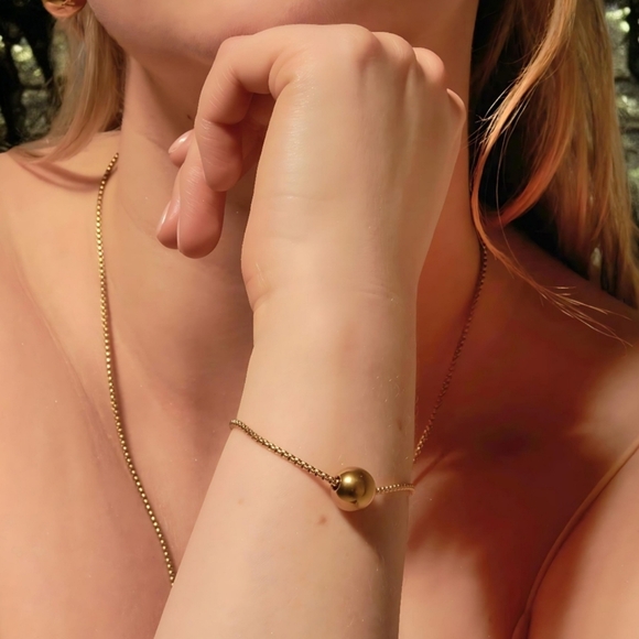 ποΈElegant 18K Gold Plated Beaded Adjustable Bracelet | Minimalist Dainty Chic - Picture 4 of 17